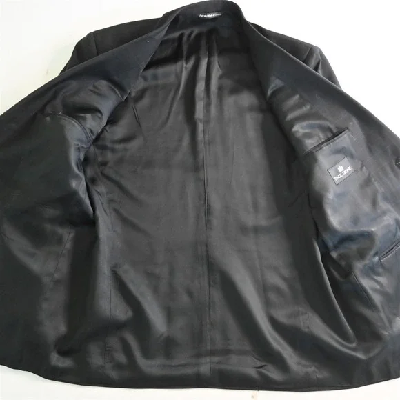 Paul Dione‎ 42R 34x32 Black Windowpane Lee CT 100% Wool Mens Jacket Pants Suit